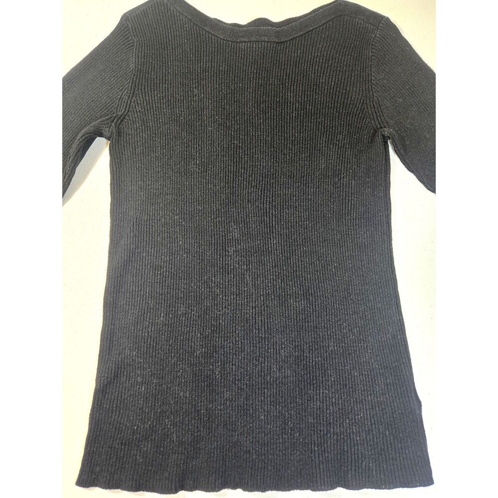 Old Navy Stretch Women's Black Ribbed Knit Boat Neck Top Size SP Petite